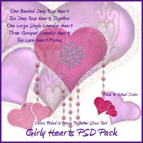 Girly Hearts PSDs
