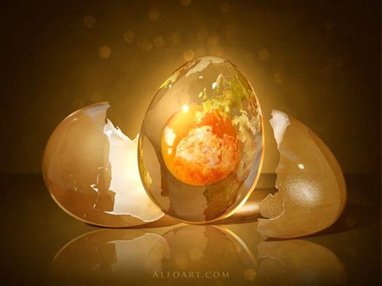 Egg Planet. Fantastic globe photo manipulation
