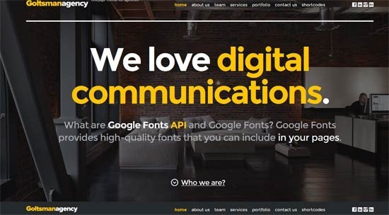 Goltsman Agency – One Page Responsive Template