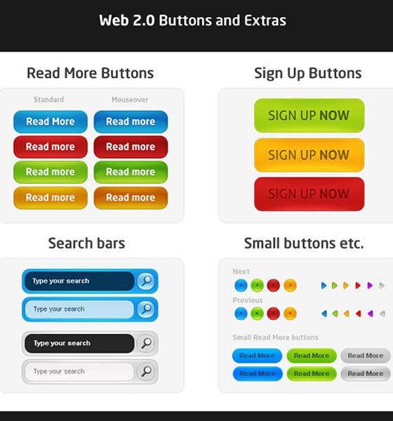 Web 2.0 Buttons Free PSD files Download